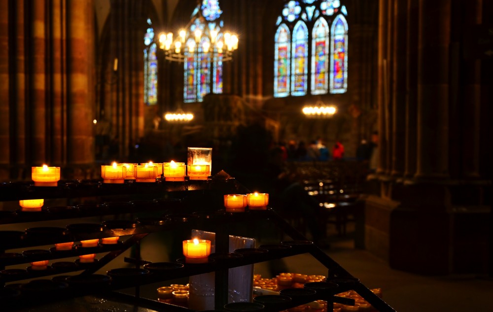 Inside the cathedral of Strasbourg, Alsace, France