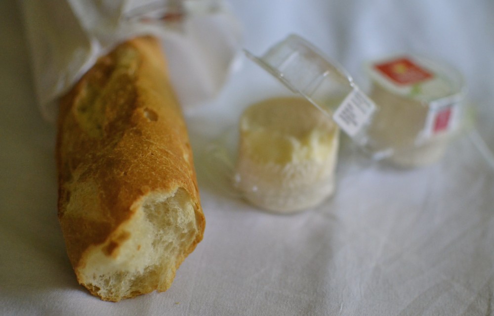 Baguette and goat cheese, France 