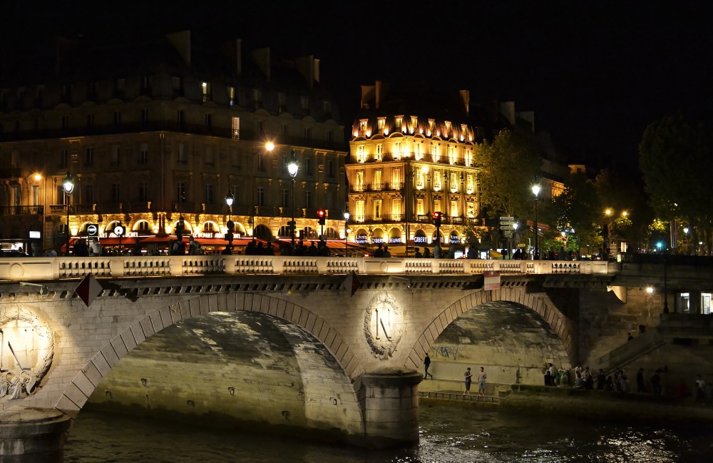 The Seine at night, Paris, France