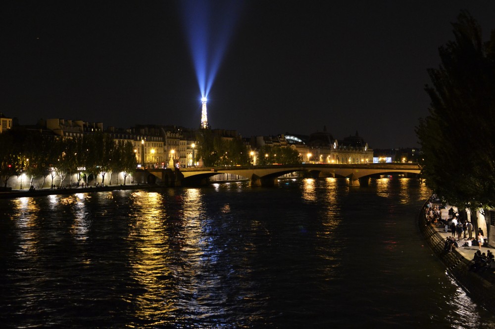 Sparkling Eiffel Tower at midnight