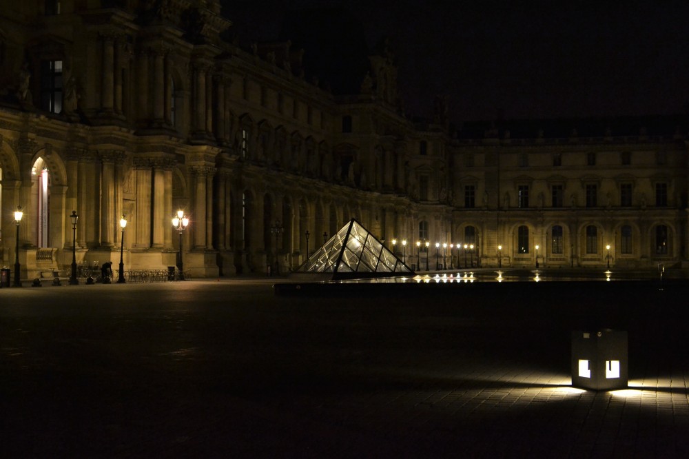 The Louvre at night, Paris, France