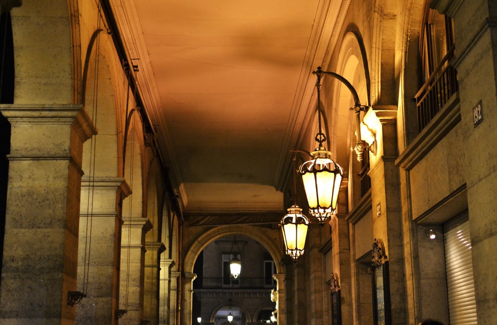 Rue de Rivoli at night, Paris, France