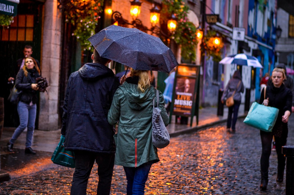 Rainy evening in Temple Bar, Dublin, Ireland