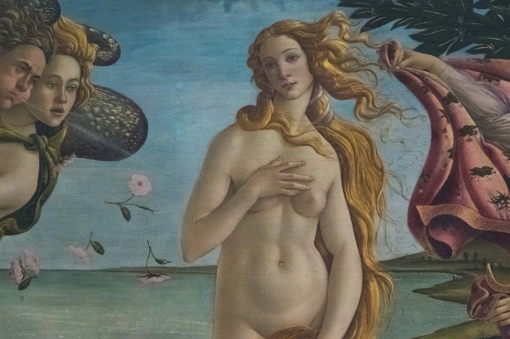 Close-up of Botticelli's Venus in the Uffizi Gallery in Florence, Italy 
